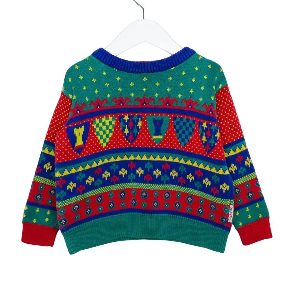 1990s Vintage Gymboree Children's Multicolor Argyle Knit Sweater